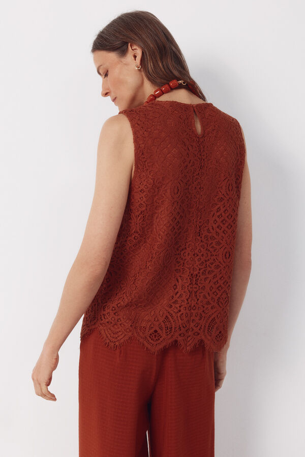 Cortefiel Top guipur Brown