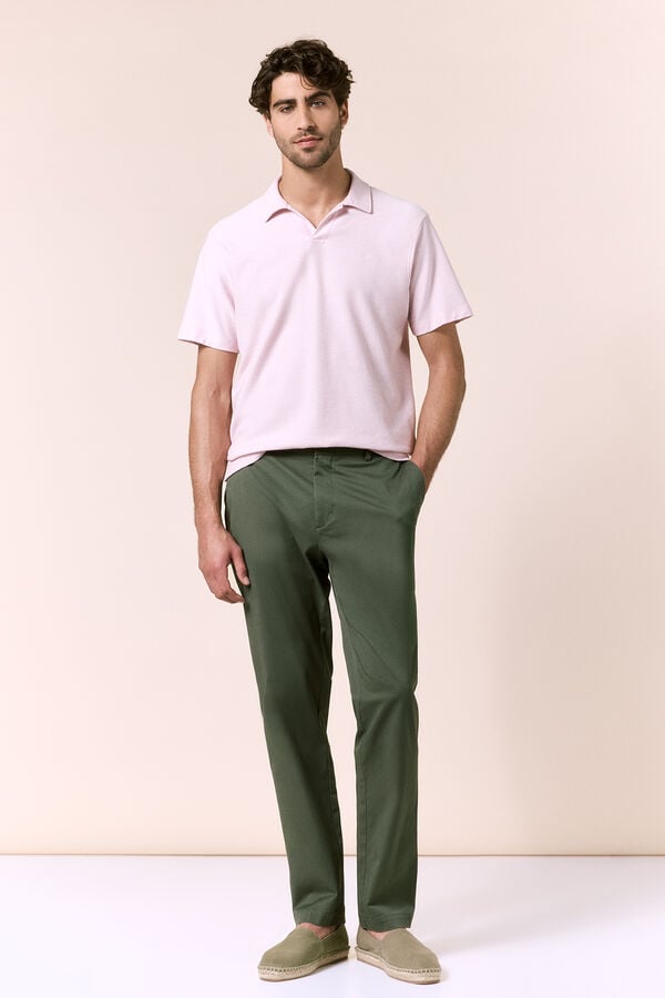 OOTO Polo piqu&eacute; cuello en V Rosa