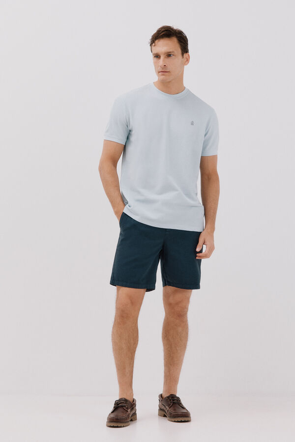 Cortefiel Basic piqué T-shirt Blue