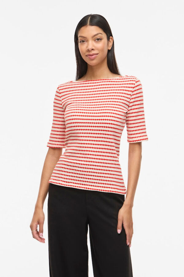 Vila Top de manga 2/4 com gola barco Tostado