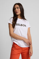 Silbon Camiseta com bordado de ráfia silbon Branco