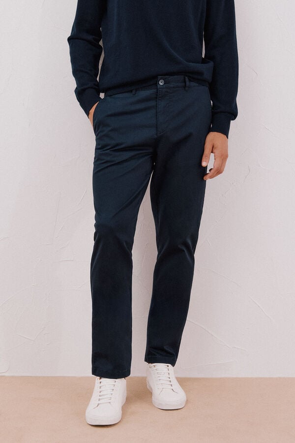 Cortefiel Regular fit lightweight chinos Navy