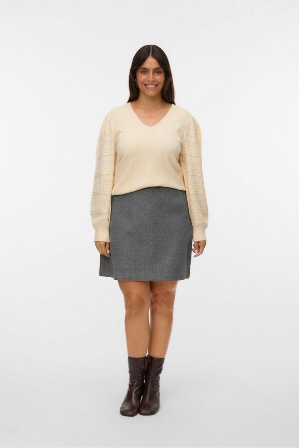 Vero Moda Curve Camisola de renda com malha de manga plus size Cinzento