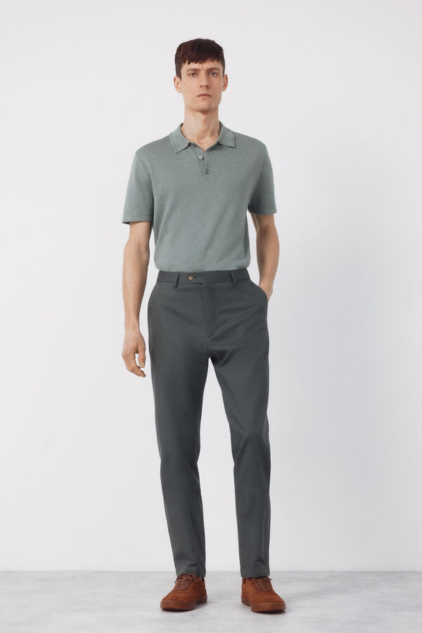 Cortefiel Cal&ccedil;a coordenada em mistura de linho Verde