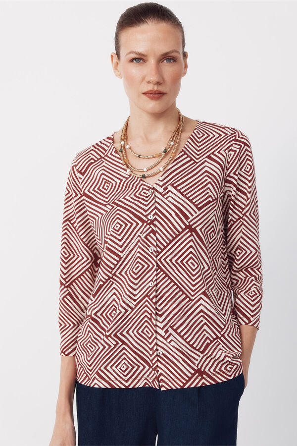 Cortefiel V- neckline top with buttons Multicolour