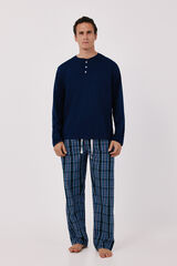 Cortefiel Jersey-knit and fabric pyjamas set Navy