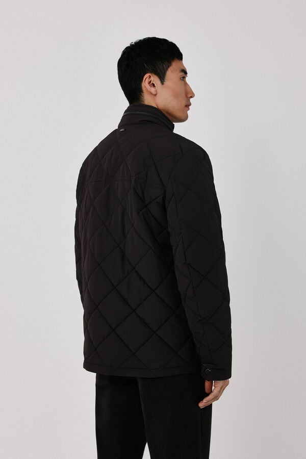 Cortefiel Diamond quilted field jacket Dark brown