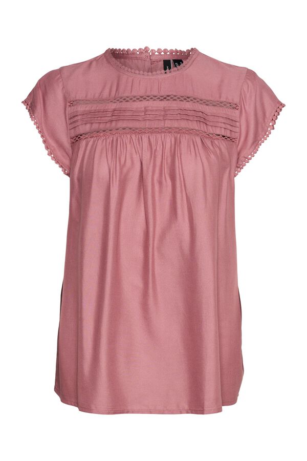 Vero Moda Top manga curta com detalhes de renda Roxo
