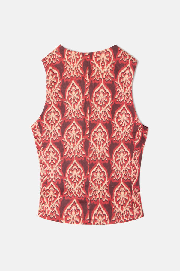 Silbon Chaleco lino lazada estampado Rojo