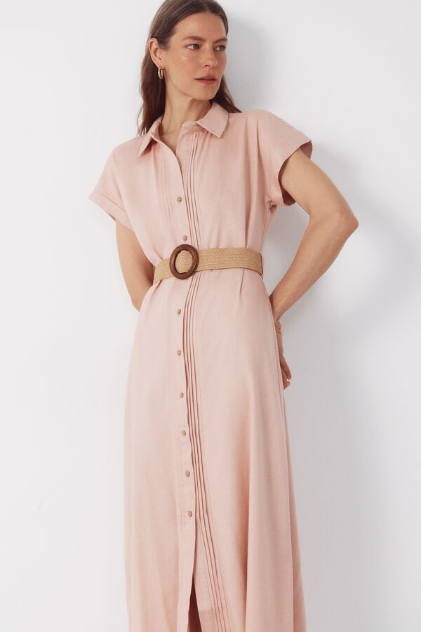 Cortefiel Vestido lino Rosa