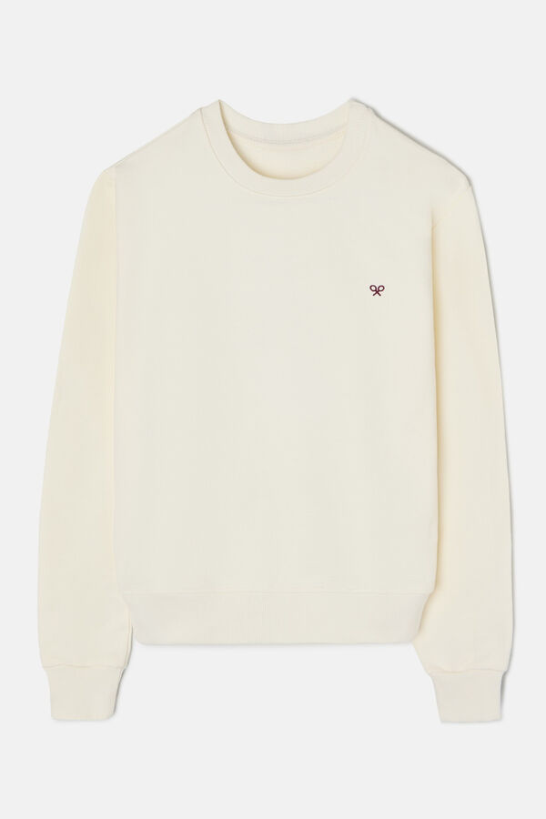 Silbon Sweatshirt feminino com estampa xadrez Ecru