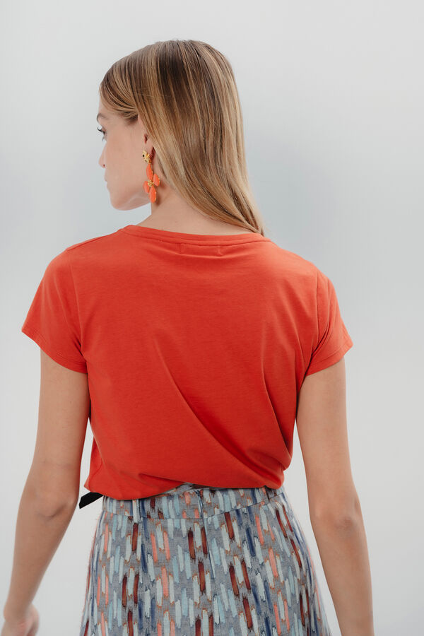 Cortefiel Vibrant Orange T-Shirt Orange