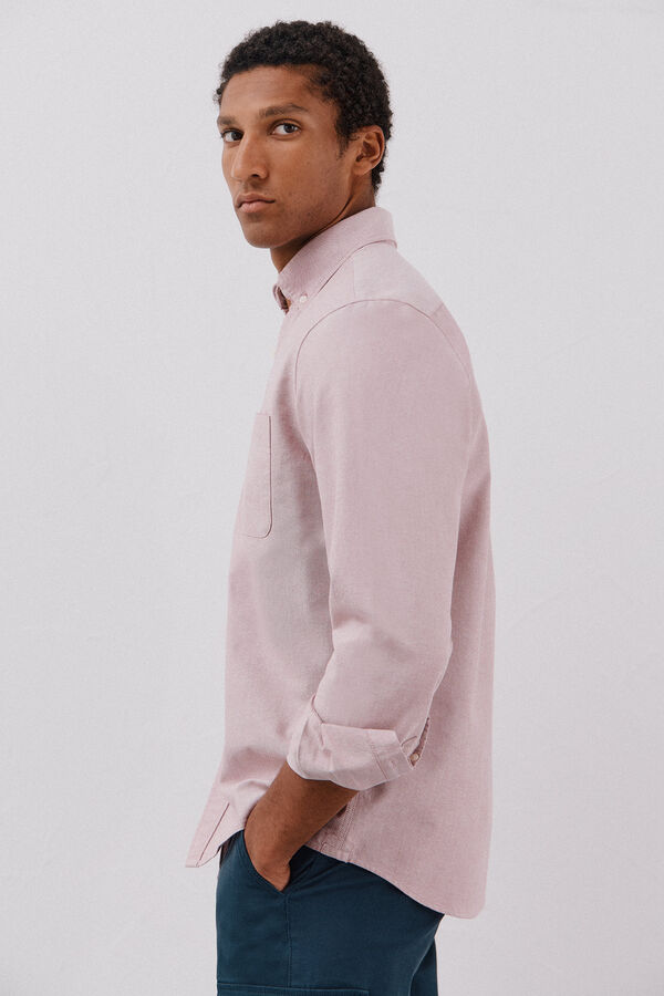 Cortefiel Plain oxford shirt Maroon