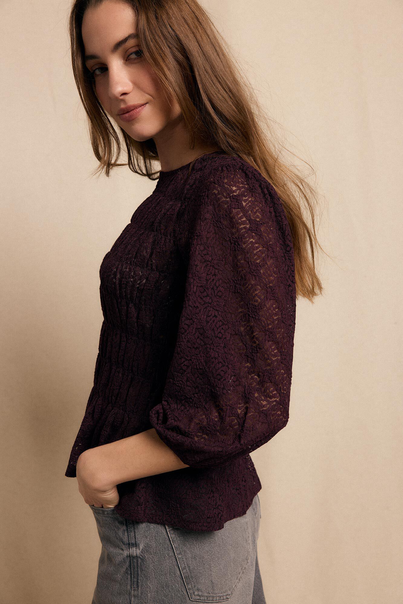 Slowlove Top estampado franzido