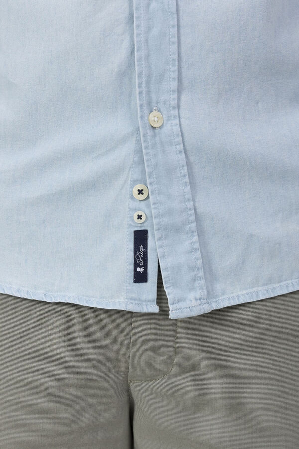 elPulpo Camisa denim com gola italiana Azul