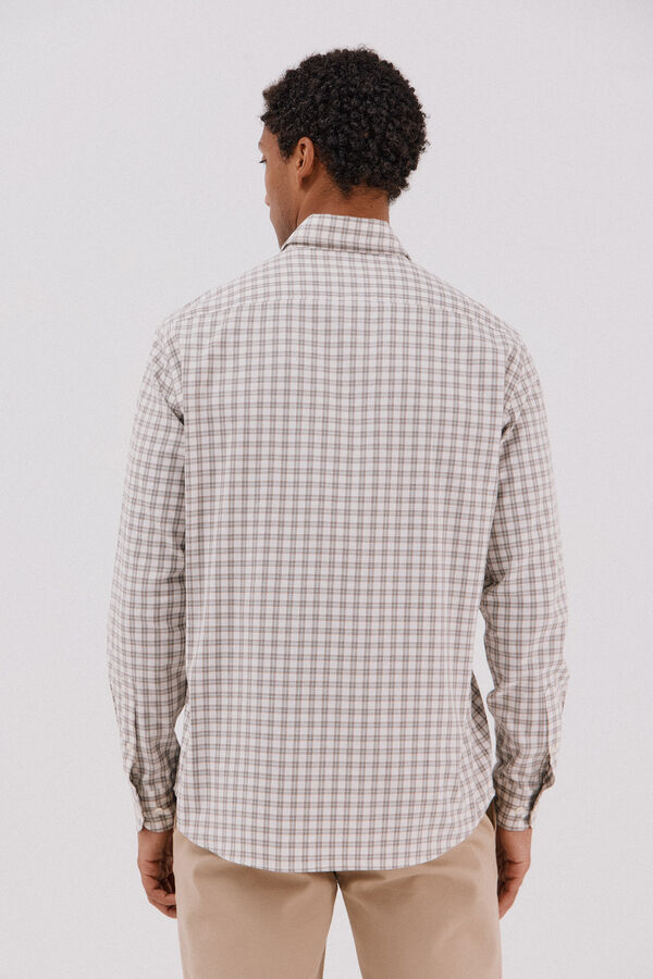 Cortefiel Checked twill shirt Ivory