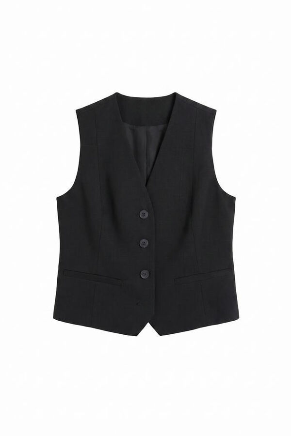 Cortefiel V-neck sleeveless gilet Black
