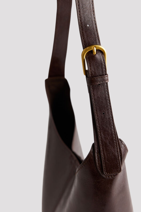 Cortefiel Large pouch bag Dark brown