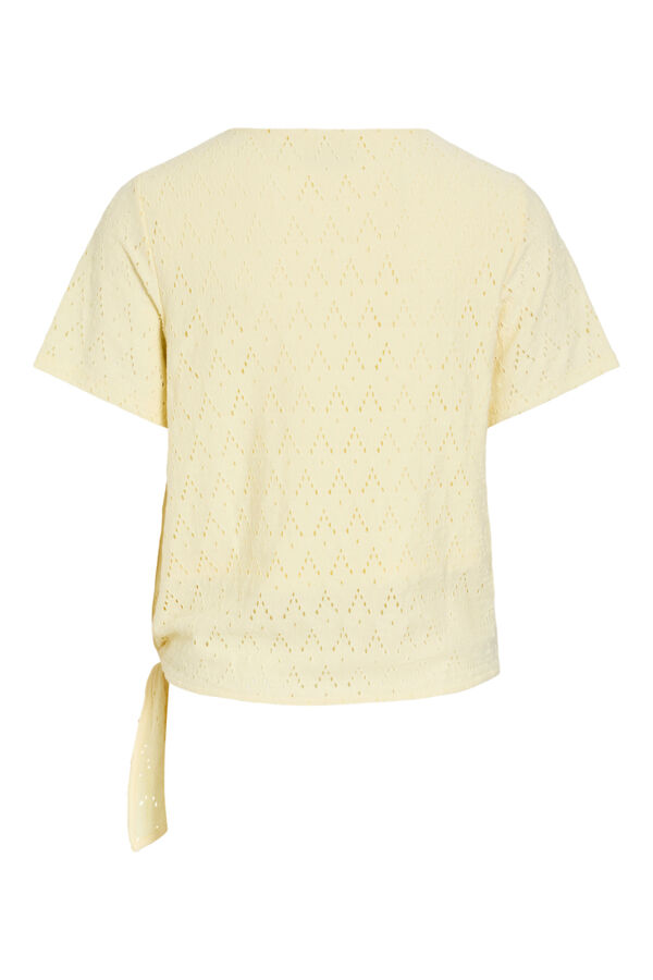 Vila Cotton openwork short sleeve top Yellow