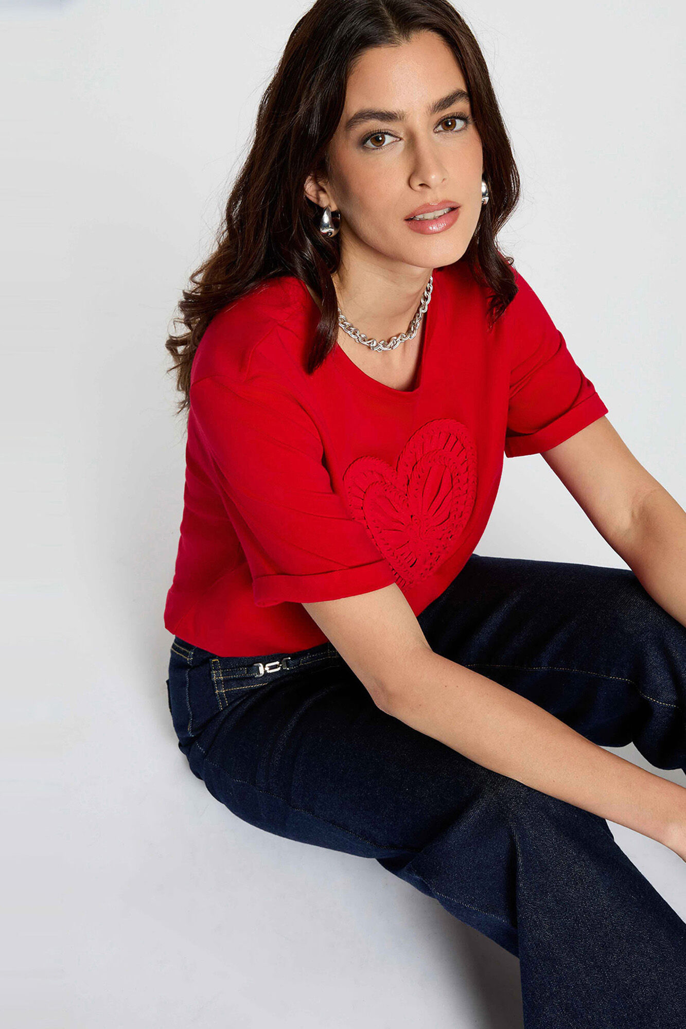 Morgan T-shirt reta de manga curta