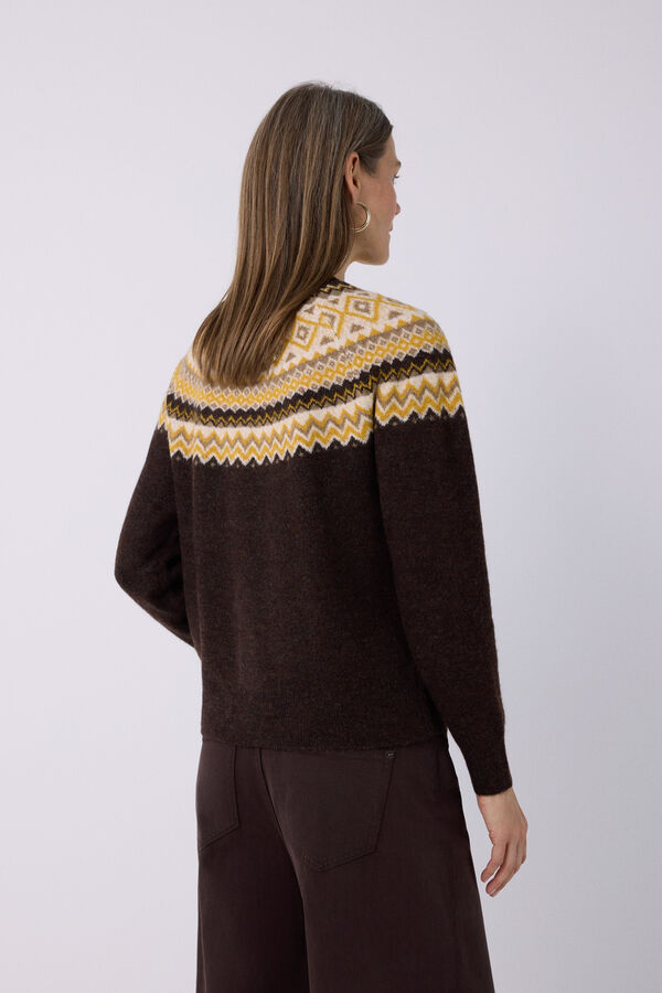 Cortefiel Positional jacquard jumper Dark brown