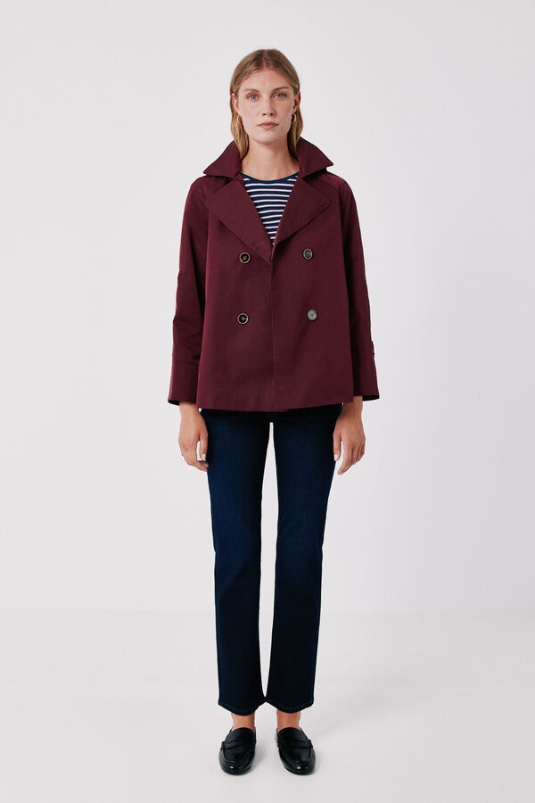 Cortefiel Short flared trench Maroon