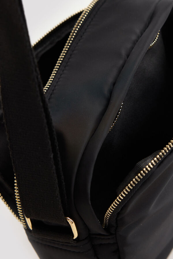 Cortefiel Puffer fabric crossbody bag Black