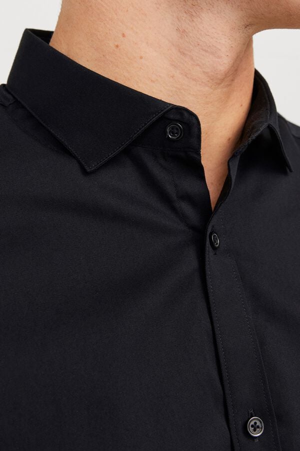 Jack & Jones Camisa slim fit em algod&atilde;o Preto