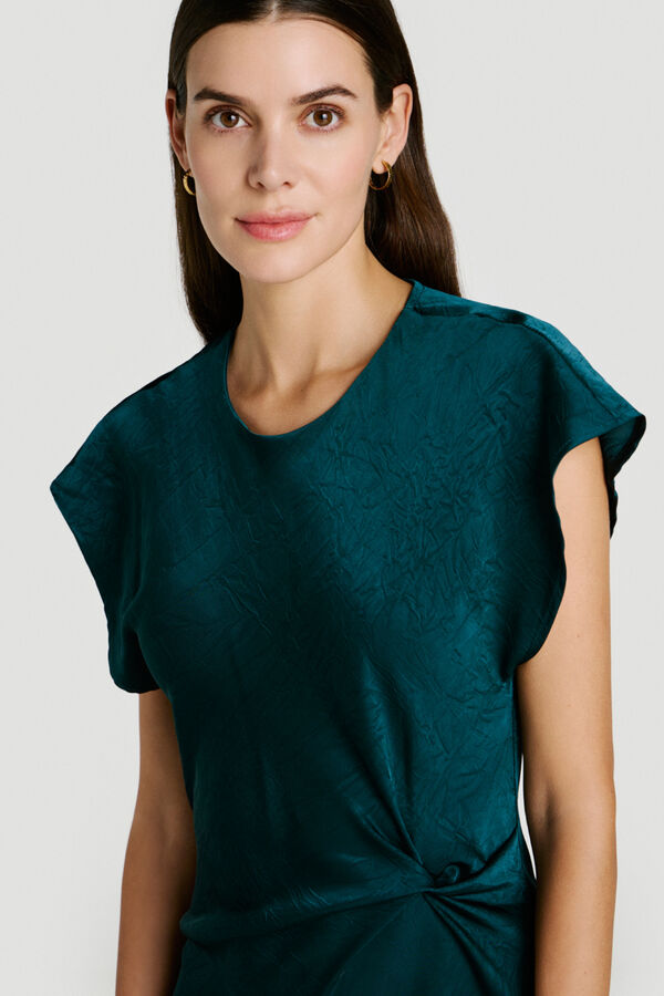 Vila Vestido comprido acetinado de festa Verde