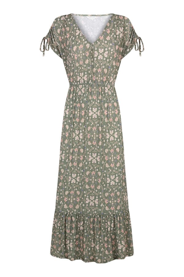 Cortefiel Printed jersey-knit dress Printed green