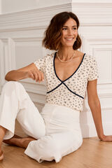 Polín Et Moi Camiseta con estampado floral Marfil