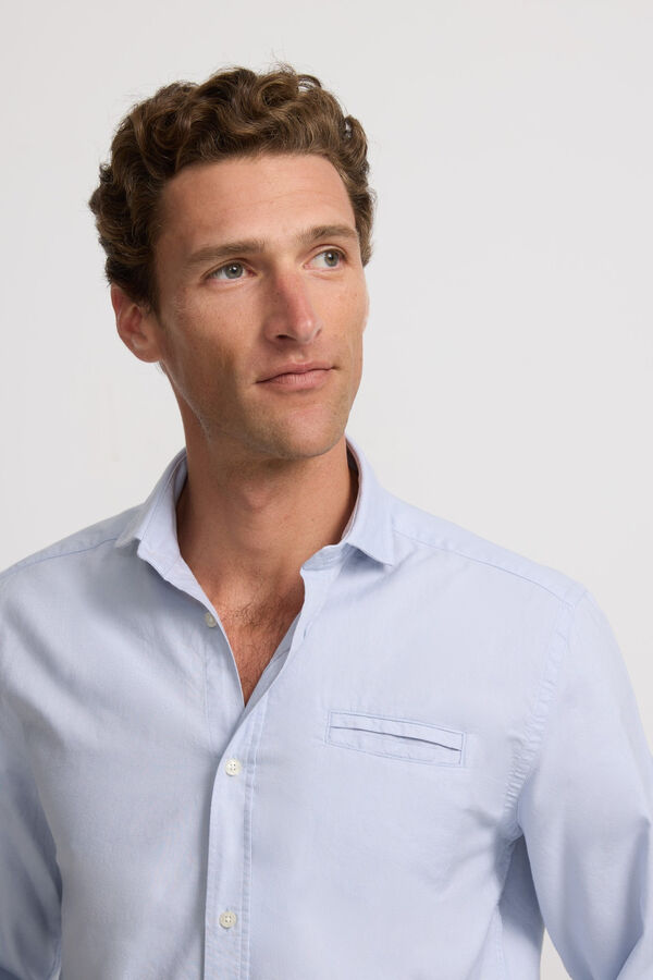 Silbon Camisa esportiva Oxford com bolso Azul