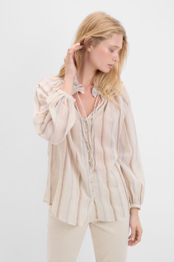 Cortefiel Lurex striped blouse Grey