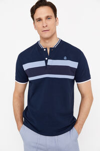Cortefiel Bomber-style tipped collar polo shirt Navy