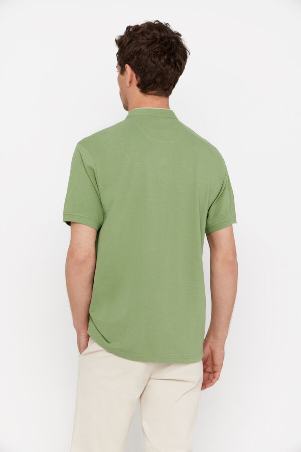 Cortefiel Mandarin collar polo shirt Green