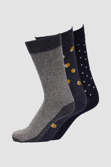 Cortefiel Pack of 3 pairs organic cotton socks Grey