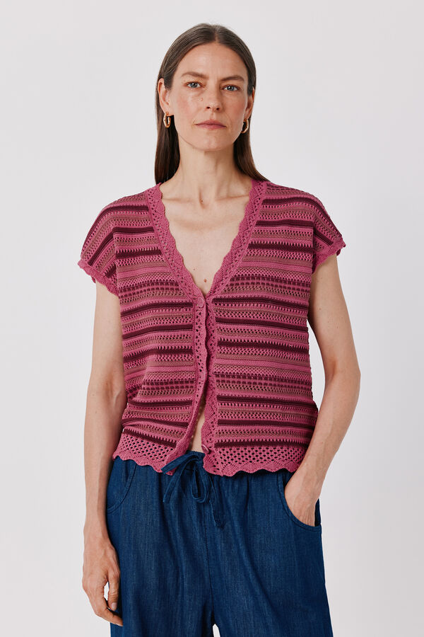 Cortefiel Multicoloured knit jacket Maroon
