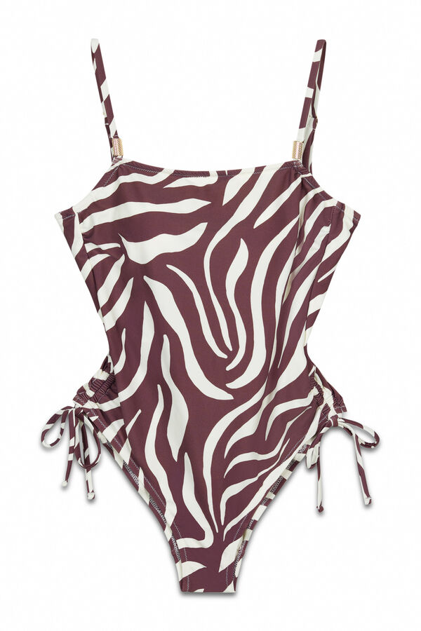 Cortefiel Animal print shaping swimsuit Printed brown