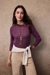 Slowlove Top estructura rayas Lila