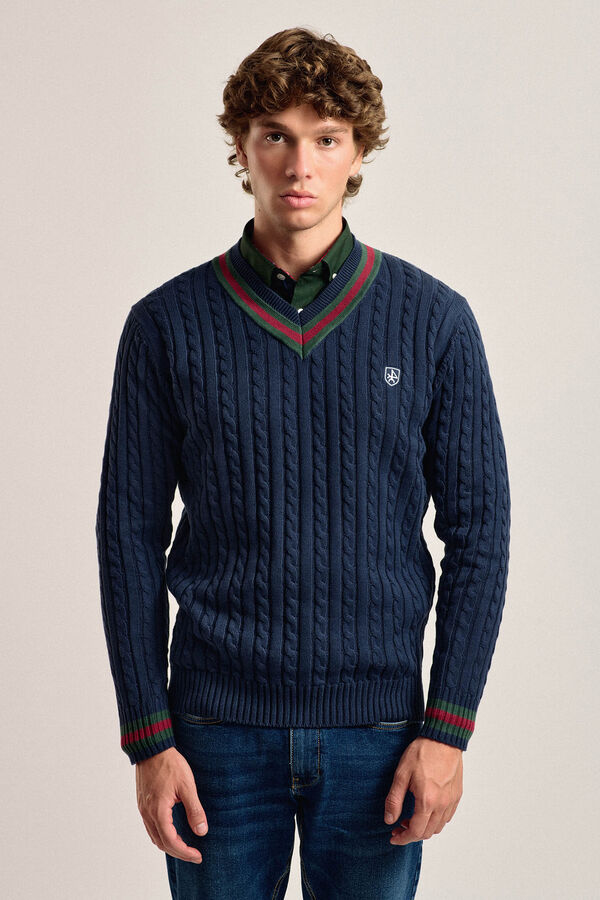 Valecuatro Valecuatro navy blue cross-knit jersey Navy