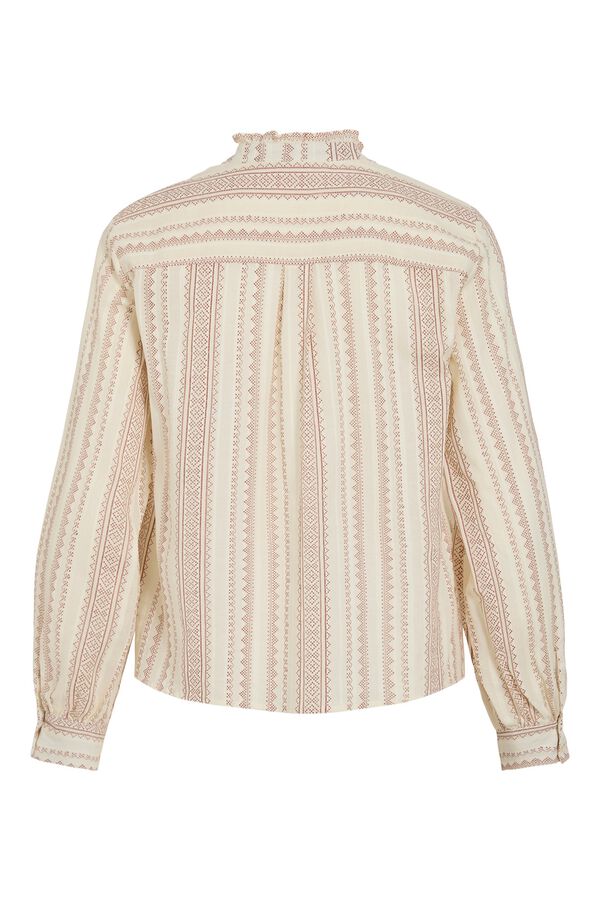 Vila Blusa estampada com gola com folho Tostado