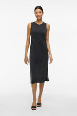 Vila Vestido midi sin mangas con Tencel Negro