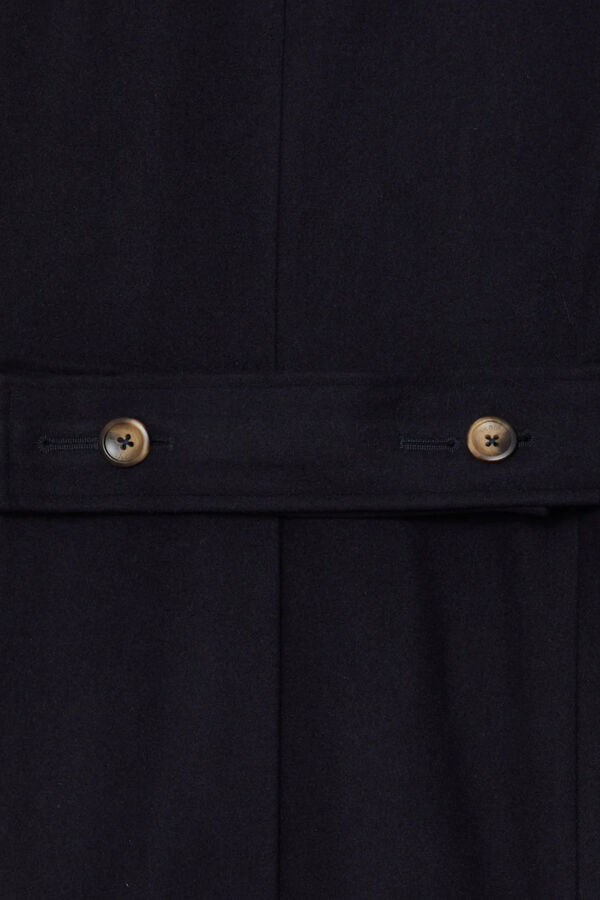 Silbon Plain navy blue plain double-breasted coat Navy