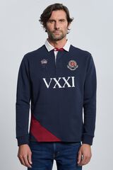 Valecuatro Polo de rugby com escudo Azul