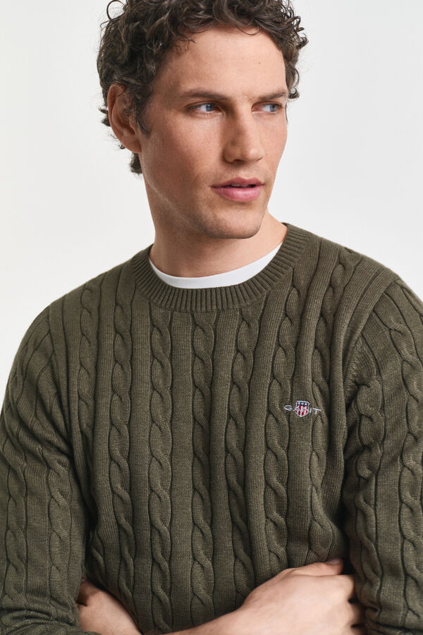 Gant Camisola de algodão com gola redonda Azul