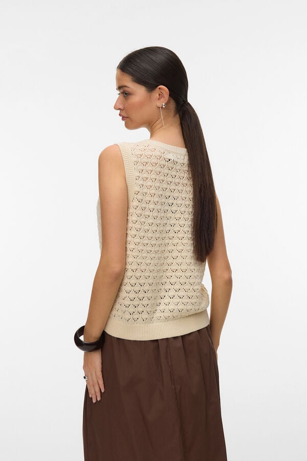 Vero Moda Top sem mangas em malha Tostado