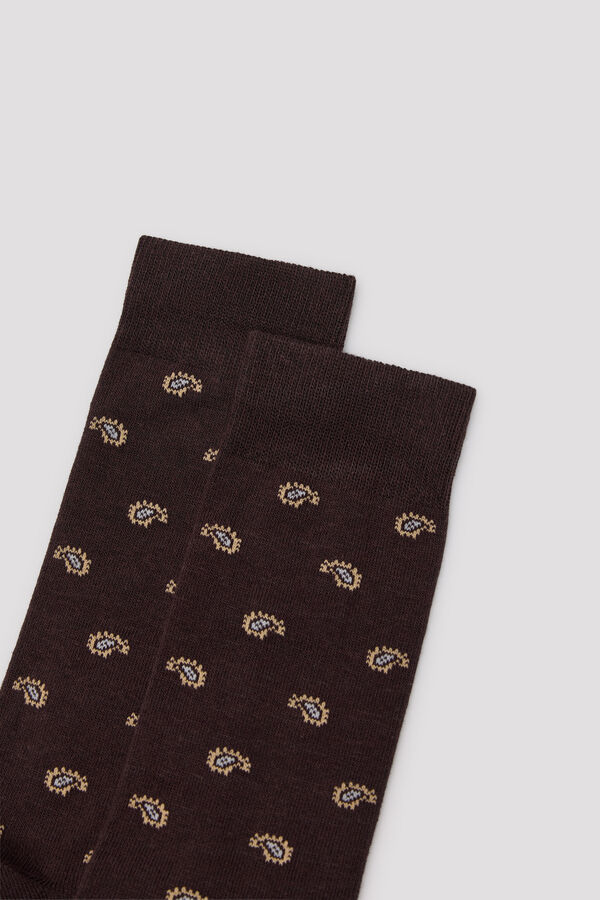 Cortefiel Amoeba print sock Dark brown