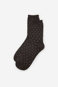 Cortefiel Mini polka-dot Better Cotton long socks Black