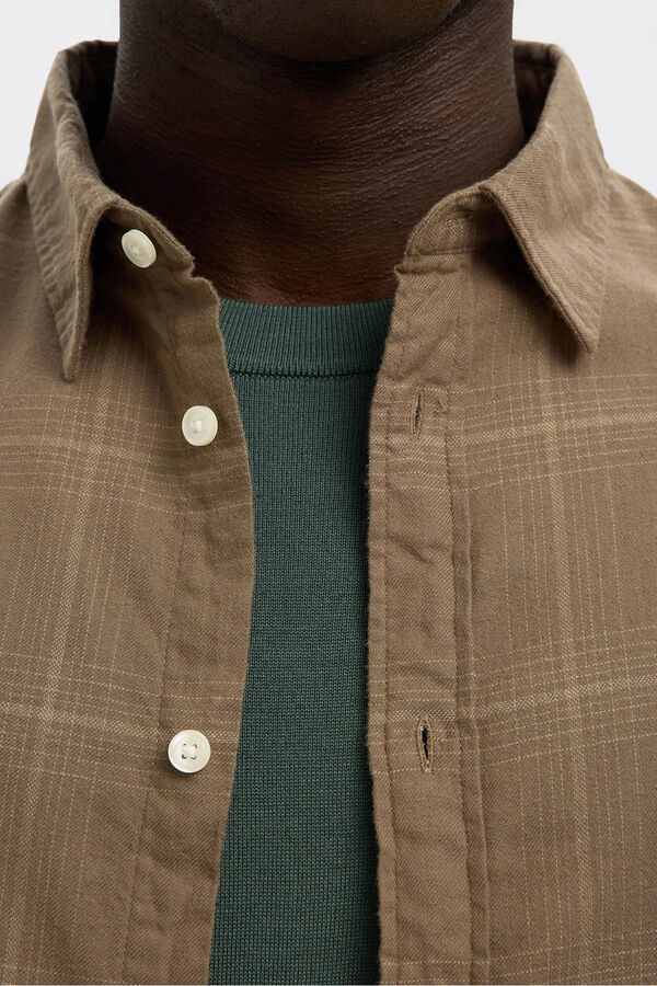 Selected Slim fit long sleeve shirt . Nude
