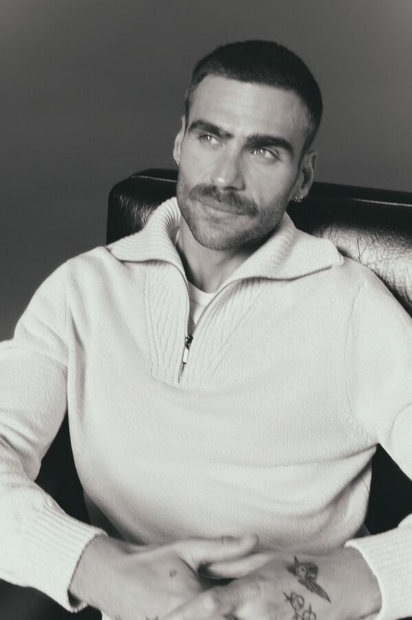 OOTO Jersey cuello polo cremallera algodón Beige